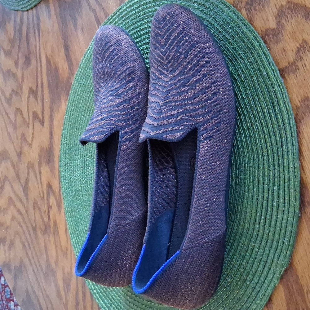 Rothy's The Loafer Brown Black Metallic Knit Comfort Flats Size 10 - Picture 3 of 10
